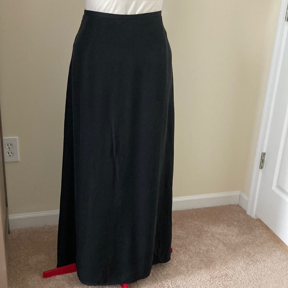 Elegant Black Silk Maxi Skirt